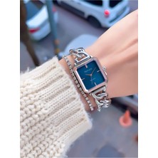 Ferrucci Çelik Zincir Kordon Kare Kadran Kadın Kol Saati