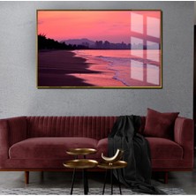 yaz Manzaralı Kırmızı Deniz Manzarası Tablo 1|çerçeveli Temperli Cam Tablo Tekli Yatay