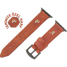 İstanbul Twingold Metal Harflerle Kişiselleştirilebilir Deri Apple Watch Saat Kordonu