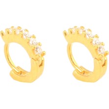 Nusret Takı 925 Ayar Gümüş Altı Taş Kıkırdak Küpe