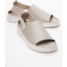 Luvi Londoi Bej Cilt Hakiki Deri Lastikli Kadın Sandalet