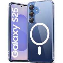 Samsung Galaxy S25 Kılıf Magsafe Wireless Kablosuz Şarj Destekli Sert Şeffaf Darbe Emici Kapak