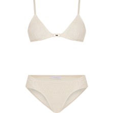 Aquella Dantel Dokulu Büstiyer Ekru Bikini Takım
