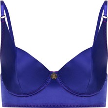 Feu De Elu Addria Saten Balconette Sütyen Saks Mavisi Balenli Yüksek Destekli Rahat Kalıp