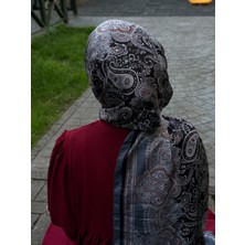 Pamuklu Etnik Desen Şal-Antrasit