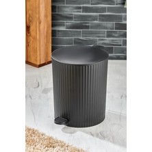 Este - Yuvarlak Pedallı Çöp Kovası - Çizgili Kapaklı - Banyo Mutfak