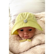 Miniğimin Cicileri (4-8 Yaş) Ayıcık Düğme Detaylı Kız Çocuk bez şapka - Turuncu