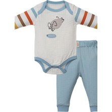 Motebarn Wear Erkek Bebek Badili Çizgili Alt-Üst Takım Mavi