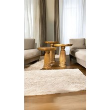 Simillo Home & Living Wood Ahşap 3 Lü Set Mantar Yan Sehpa Model / Tütün Renk / Zigon Sehpa