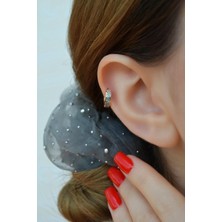 Sacce Scarves & Accessories Zirkon Taş Detaylı Sıralı Mavi Kalpli Helix Küpesi Kıkırdak Lob Tek Adet
