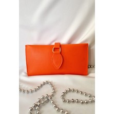 Imperlux Kadın Turuncu Yumuşak Deri Cüzdan Tokalı, Çok Gözlü, Kartlıklı ve Bozuk Para Bölmeli Şık Cüzdan