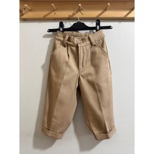 Erkek Çocuk Dokuma Kumaş Pantolon Kahverengi