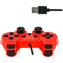 Kontorland Kablolu Pc Gamepad – D-Input & X-Input Destekli Titreşimli USB Oyun Kolu Kırmızı