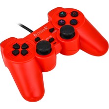 Kontorland Kablolu Pc Gamepad – D-Input & X-Input Destekli Titreşimli USB Oyun Kolu Kırmızı