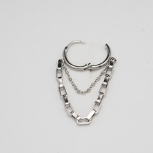 Zincir Sallantılı Halka Paslanmaz Cerrahi Çelik Piercing… Gümüş/Silver Renkli  (Targus Helix Conch Flat)
