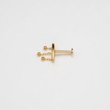 Top Sallantılı Zincirli Paslanmaz Cerrahi Çelik Piercing… Altın/gold Renkli (Targus Helix Conch Flat)