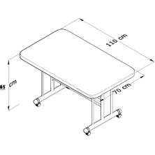 Tekerlekli Masa Orta Sehpa 70  x 110 Yükseklik 58 cm  Metal Ayak Yemek Masası Balkon Masası
