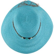 bipamuk Kadın Hasır Fötr Boncuklu Yazlık Plaj Şapkası Premium Milano Tasarım