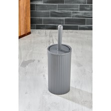 Este - Çizgili Yuvarlak Kapaklı Wc Banyo Fırçası - Tuvalet Fırçası