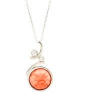 Nusret Takı 925 Ayar Gümüş Gül Mercan Taşlı Tasarım Kolye