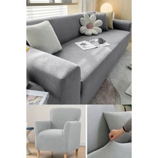 Hansarayhome Hansaray 3+3+1+1 Likrali Kare Desen Esnek Yikanabilir Koltuk Örtüsü Takımı