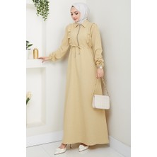 İlkimay.com Ansel Fırfırlı Elbise 1368 - Bej