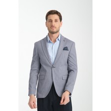 Frappoli Odessa Erkek Haki Kendinden Desenli Mevsimlik Mono Yaka Slim Fit Blazer Ceket