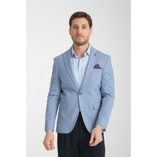 Frappoli Odessa Erkek Haki Kendinden Desenli Mevsimlik Mono Yaka Slim Fit Blazer Ceket