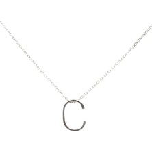 Nusret Takı 925 Ayar Gümüş 3 Boyutlu C Harfi Kolye