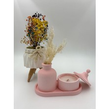 Ftrk Store Japon Kiraz Çiçeği Kokulu, Özel Tasarım Mum Vazo ve Tepsi Aksesuar Seti