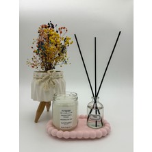 Japon Kiraz Çiçeği Kokulu Mum ve Oda Kokusu, Özel Tepsili Figürlü Cam Kavanoz