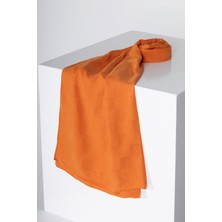 Pamuk Jakar Dama Desen Şal Portakal