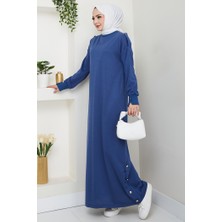 Siyar Apolet Detaylı Elbise 1424 - Indigo