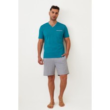 Erkek Cepli Şortlu Pijama Takımı