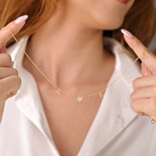Hom Silver Jewelry 925 Ayar Gümüş Kişiye Özel Harfli Kalp Tasarımlı Kadın Kolye