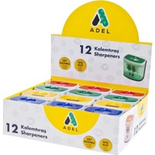 Adel 12'li Çok Renkli Kalemtraş Auto Lock Çiftli 685 Hazneli Pratik Kullanım İçin