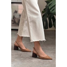 Nişantaşı Shoes Henna Açık Taba Süet Bilek Toka Detaylı Kadın Topuklu Ayakkabı