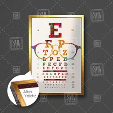 Renkli Gözlük Optik Göz Doktoru Muayenehane Renkli Göz Testi Şema Dekor Çerçeveli Dikey Kanvas Tablo