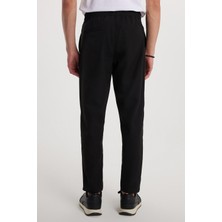 Erkek Beli Lastikli Bağcıklı Jogger siyah Pantolon Rahat Kesim Yan Cepli