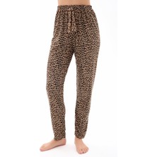 Kadın Desenli Yumuşak Dokulu Örme Süet Kadife Pijama Altı
