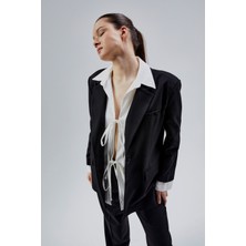 Siyah Gömlek Detaylı Regular Blazer Ceket