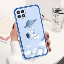 Samsung M32 Uyumlu Koyu Mavi Renkli Astronot Desenli Telefon Kılıfı