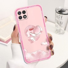 Samsung M31/21/M30S Uyumlu Pembe Renkli Astronot Desenli Telefon Kılıfı