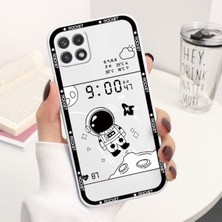 Oppo Realme 7 Pro Uyumlu Siyah Beyaz Renkli Minimal Astronot Desenli Telefon Kılıfı
