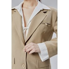 Vizon Gömlek Detaylı Regular Blazer Ceket