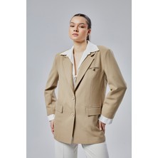 Vizon Gömlek Detaylı Regular Blazer Ceket