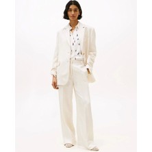 Tommy Hilfiger Kadın Ketenli Geniş Paça Pantolon