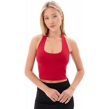 Kadın Kırmızı Boyundan Geçmeli Crop