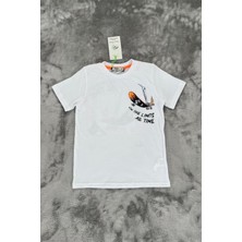 Ön ve Arkası Baskılı %100 Pamuk Erkek Çocuk  Penye Tişört