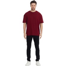 3'lü Bisiklet Yaka Basic Renkli T-Shirt Siyah, Gri & Bordo